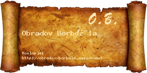 Obradov Borbála névjegykártya